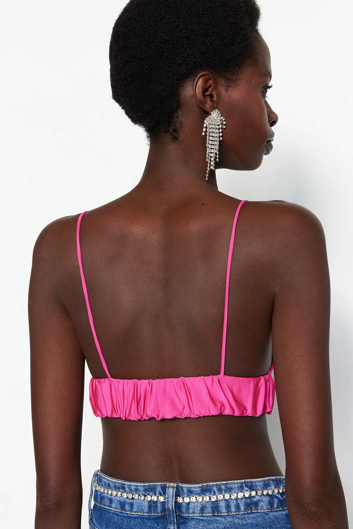 Trendyol Collection  Hellrosa, bauchfreies, gefüttertes Strick-Bustier TPRSS22BS00005