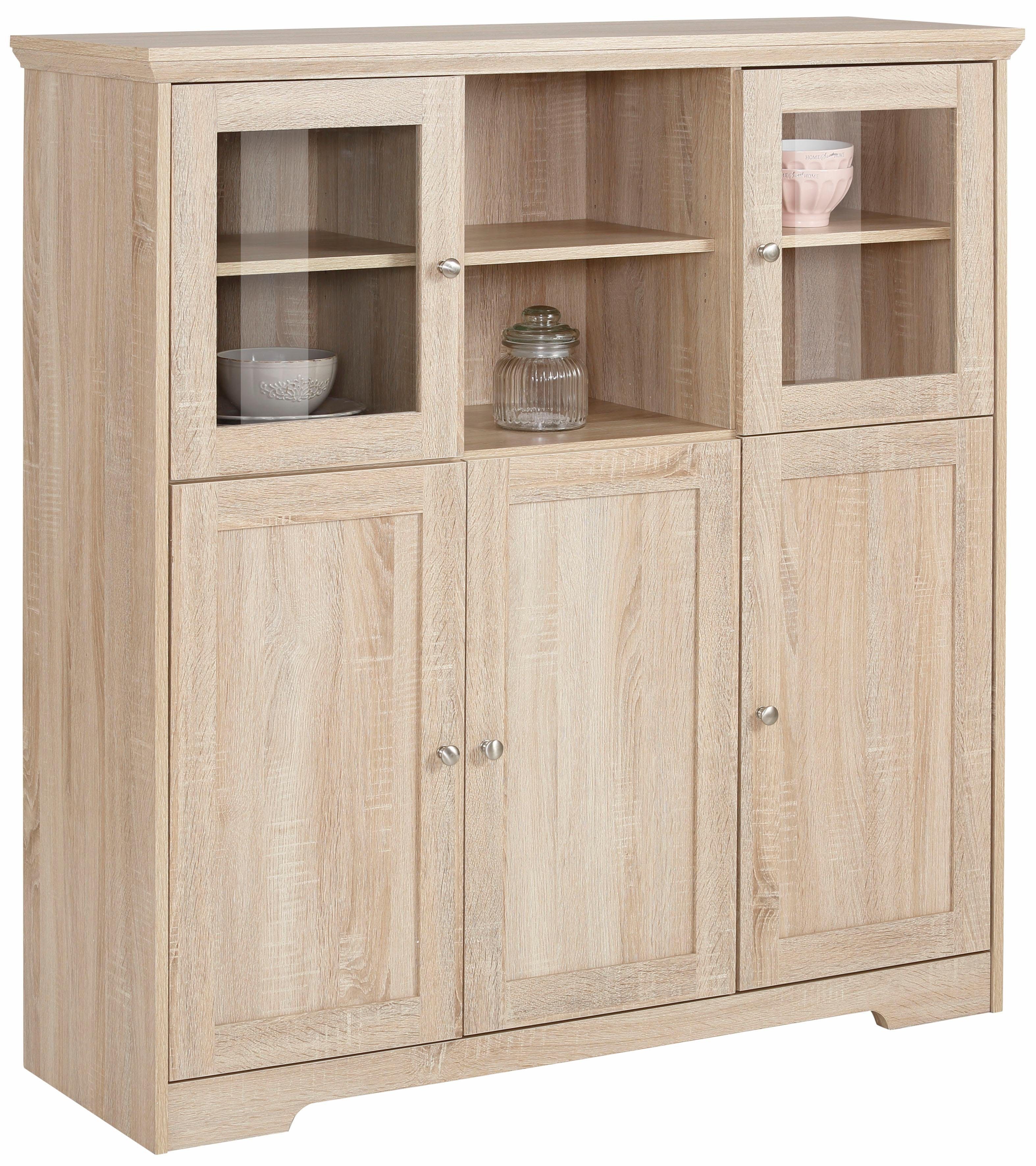 Home affaire Highboard Nanna, in duroplastischer Oberfläche Folien Eichen-Optik, Breite 118 cm