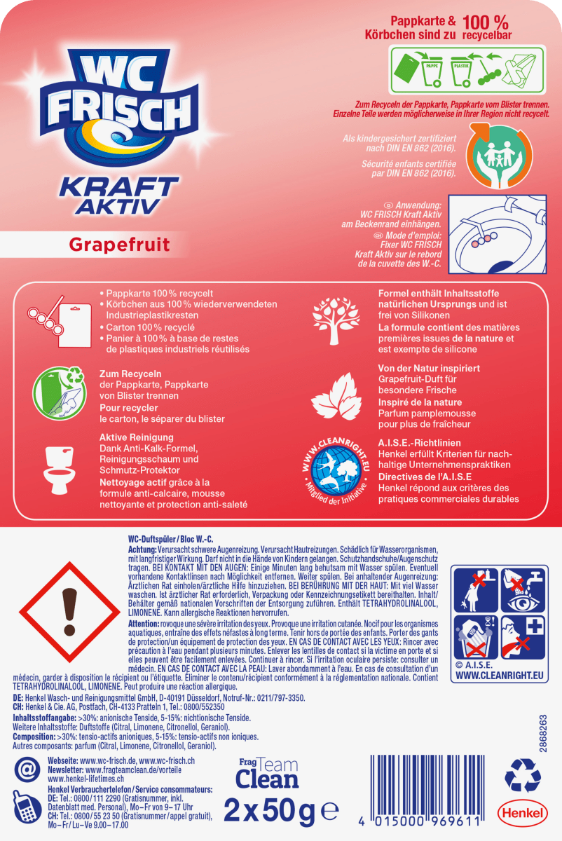 WC-Stein Kraft Aktiv Pro Nature Grapefruit, 2 St
