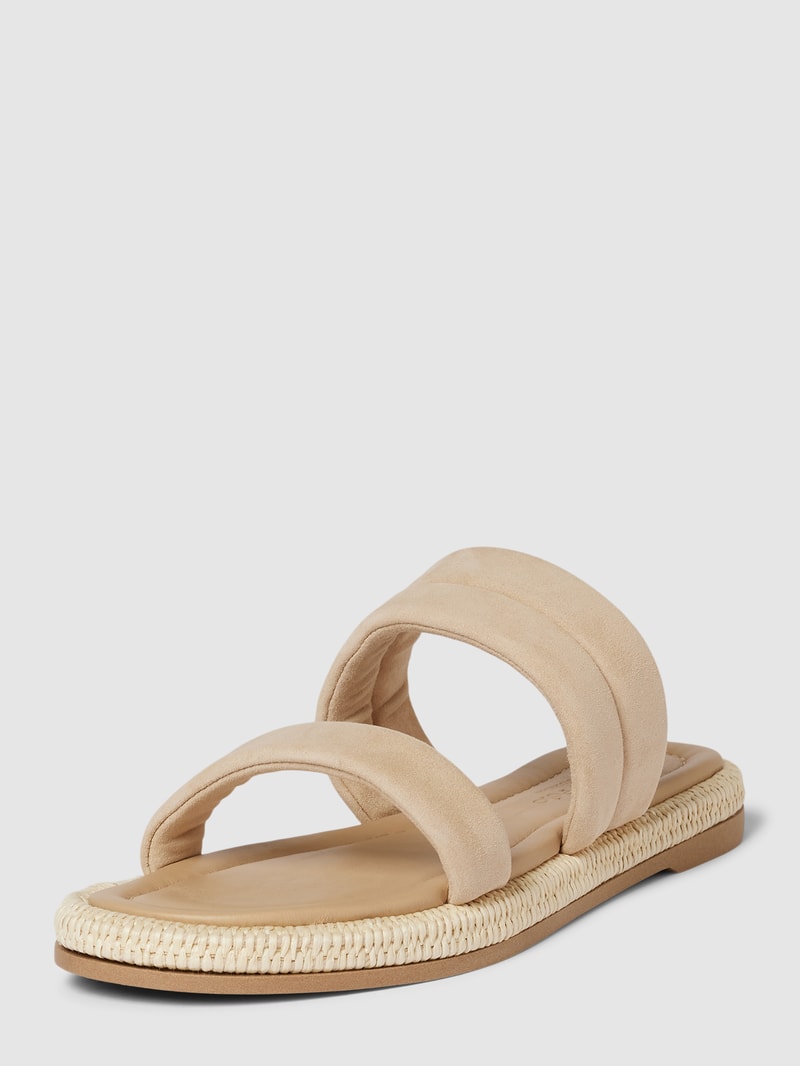Pantoletten aus Leder mit breiten Riemen Modell 'TORI' in beige