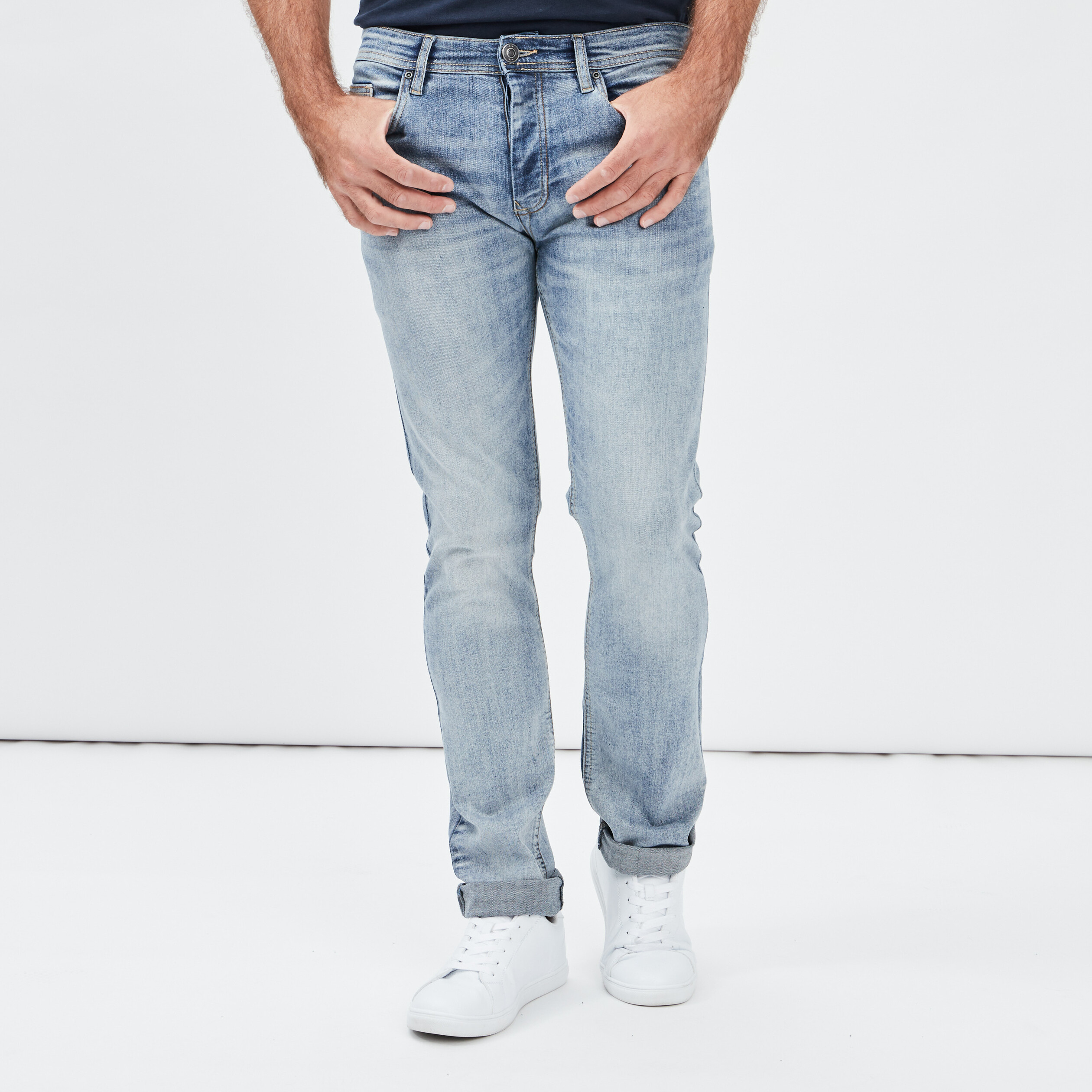 Jeans straight effet délavé denim bleach homme | La Halle