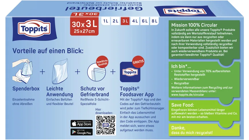 Toppits Gefrierbeutel 3L