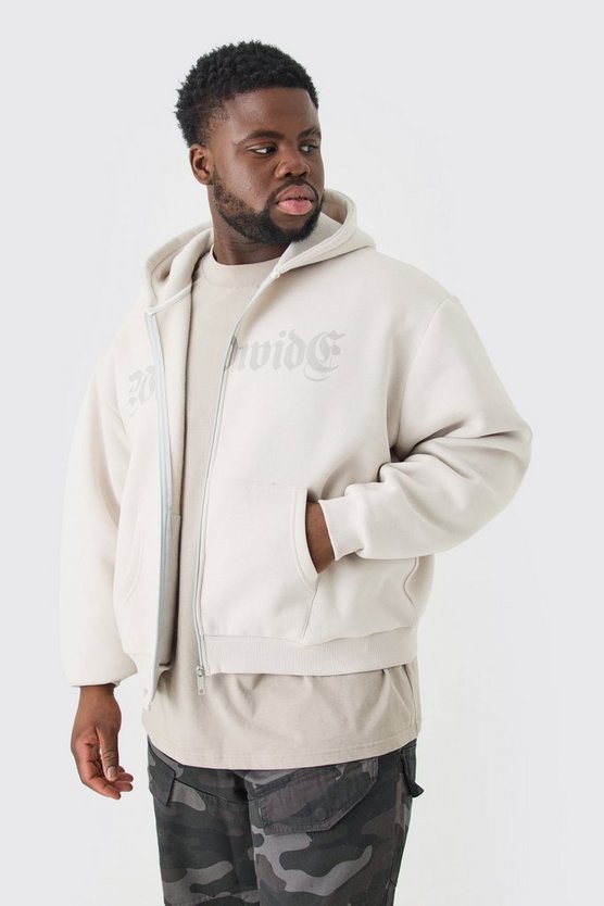 Plus kastiger Oversize Worldwide Hoodie mit Reißverschluss
