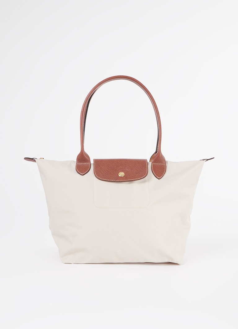 Longchamp Le pliage vihreä M kokoontaitettava olkalaukku nahkayksityiskohdilla