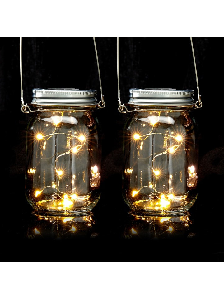 relaxdays 2x Solarglas in Transparent günstig kaufen onesize
