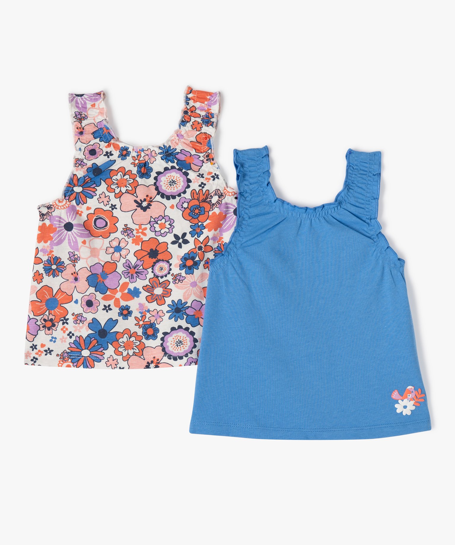 Débardeur bébé fille imprimé finition troncée (lot de 2) bleu | GEMO