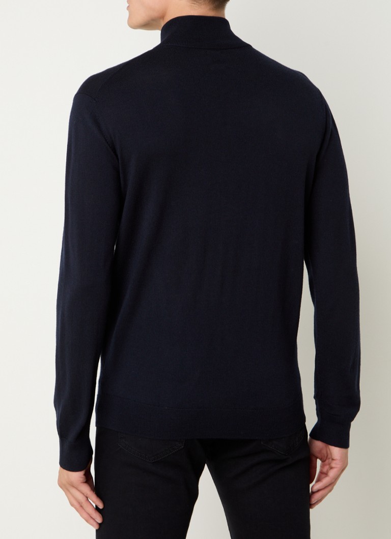 Boggi Milano Fine-knit wool pullover with half zip