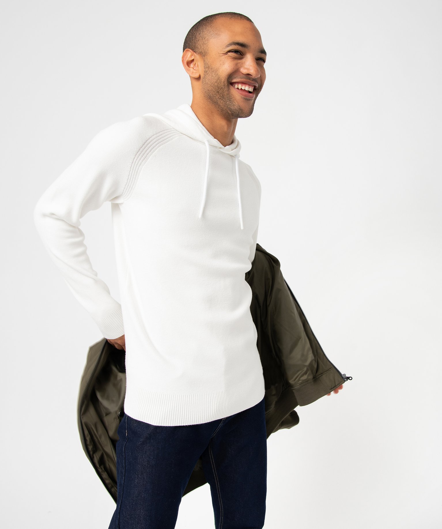 Pull homme à capuche esprit sweat blanc | GEMO