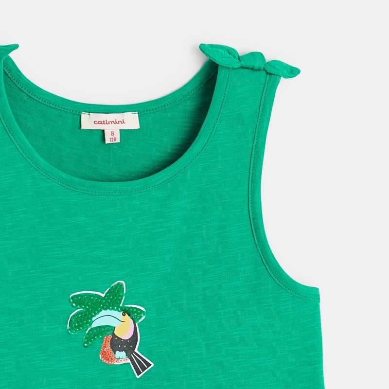 Débardeur fille vert à imprimé toucan Catimini