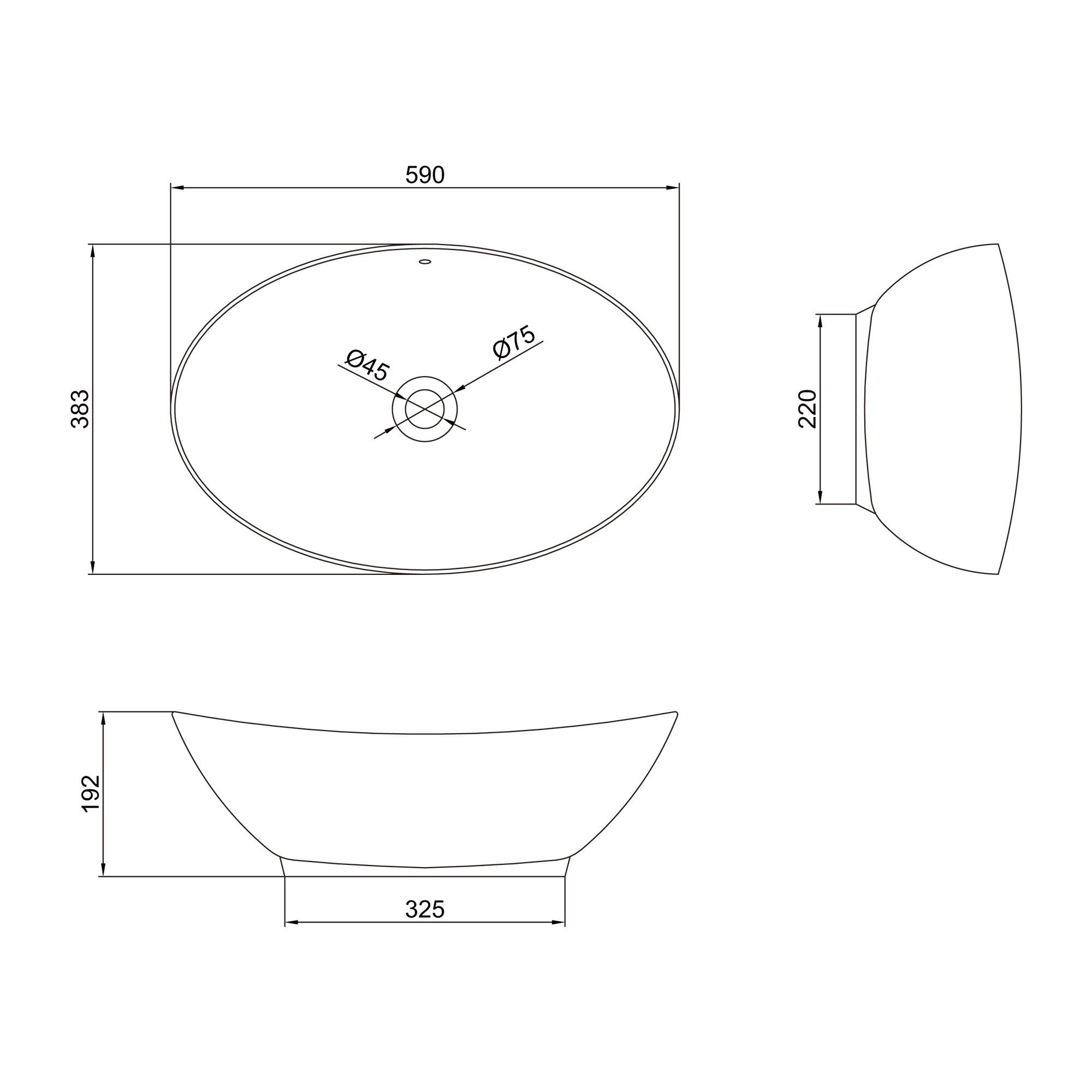 doporro Waschbecken doporro Aufsatzwaschbecken Brl818 Oval Keramik inkl. Nano-Versiegelung, Nano-Versiegelung