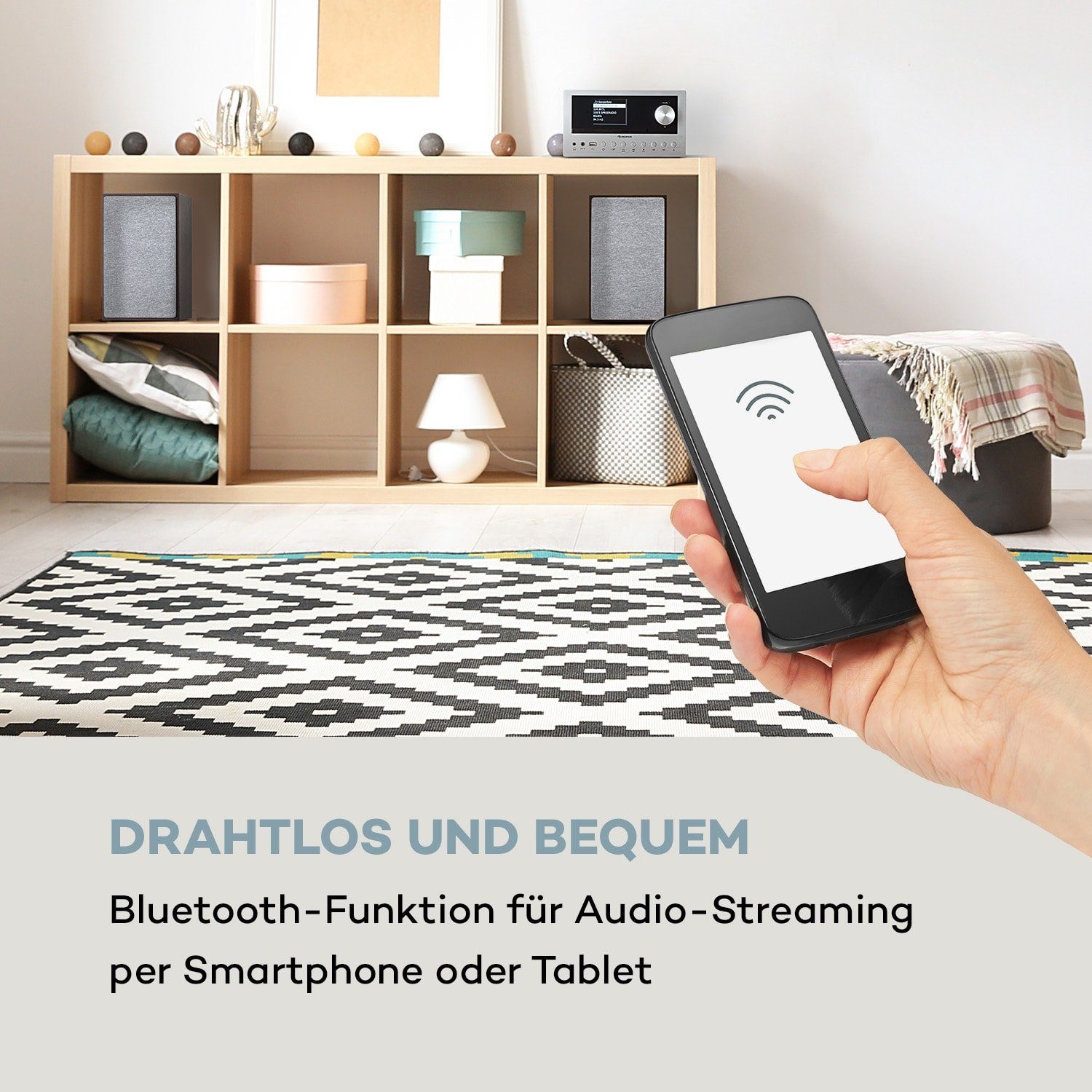 Auna Connect System Stereoanlage (Internet/DAB+/FM Radio, 30 W, Internetradio Küchenradio Digitalradio mit Bluetooth Musikanlage)