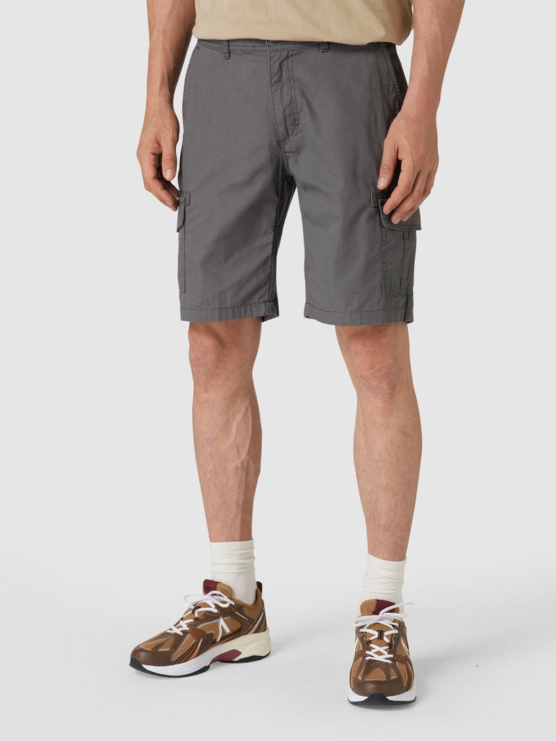 Slim Fit Cargo-Shorts mit Label-Stitching in dunkelgrau