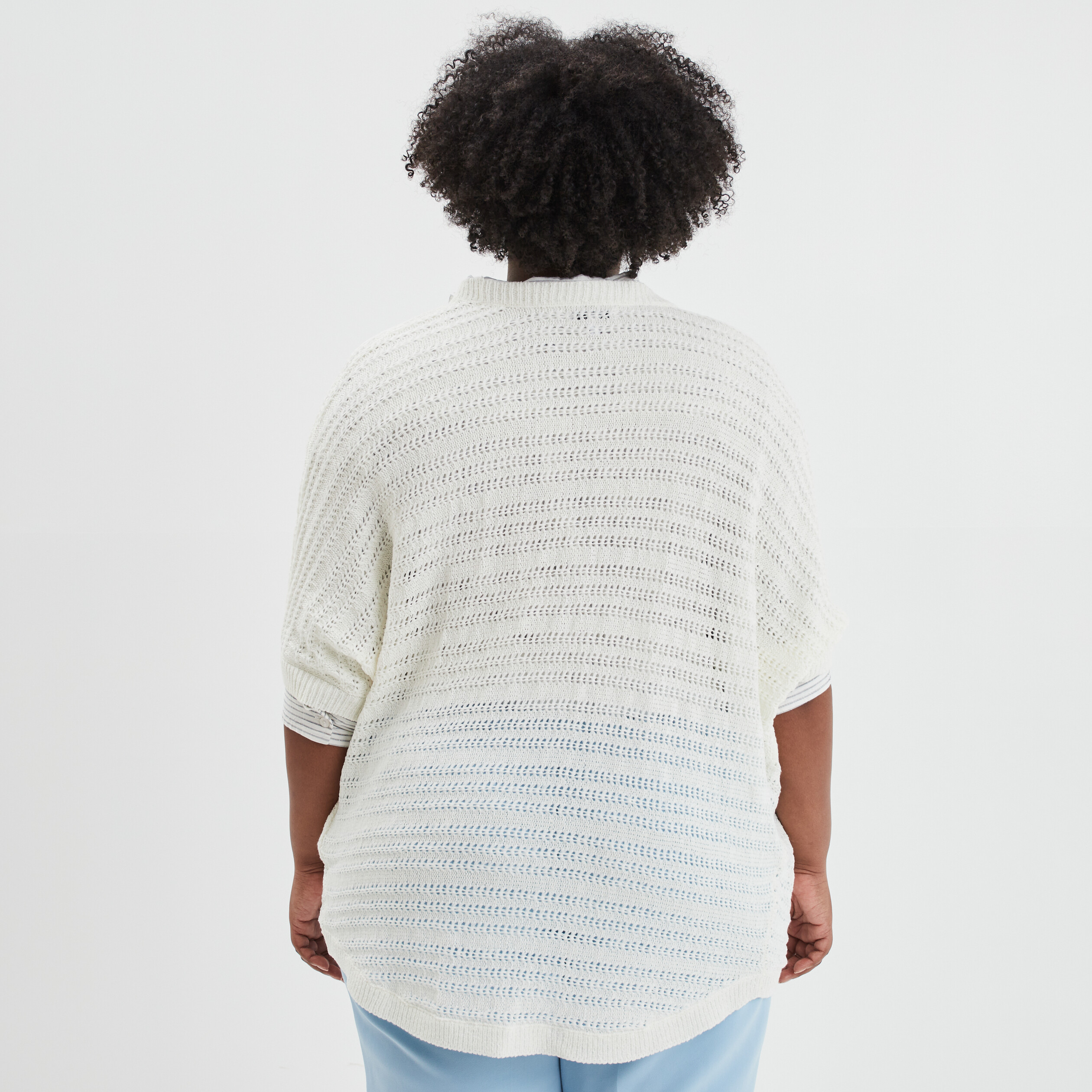 Gilet manches chauve-souris Modavista blanc femme grande taille | La Halle