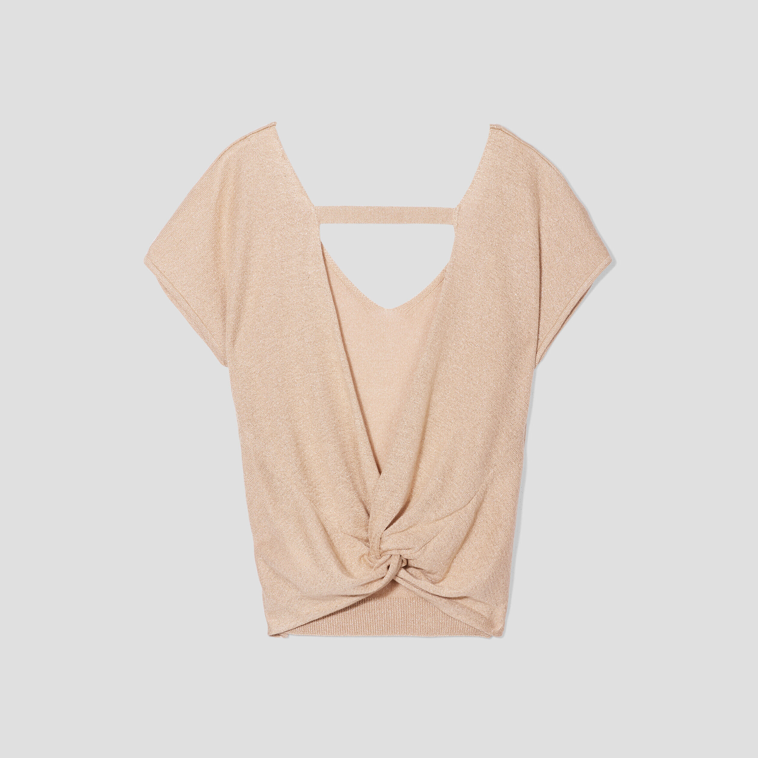 Pull col en V dos ouvert sable femme | Cache Cache