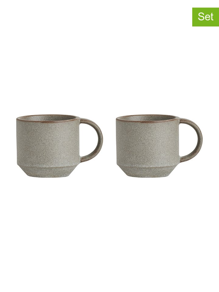 OYOY living design 2er-Set: Tassen ''Yuka'' in Grau - (B)8 x (H)7,5 x (T)11 cm günstig kaufen onesize