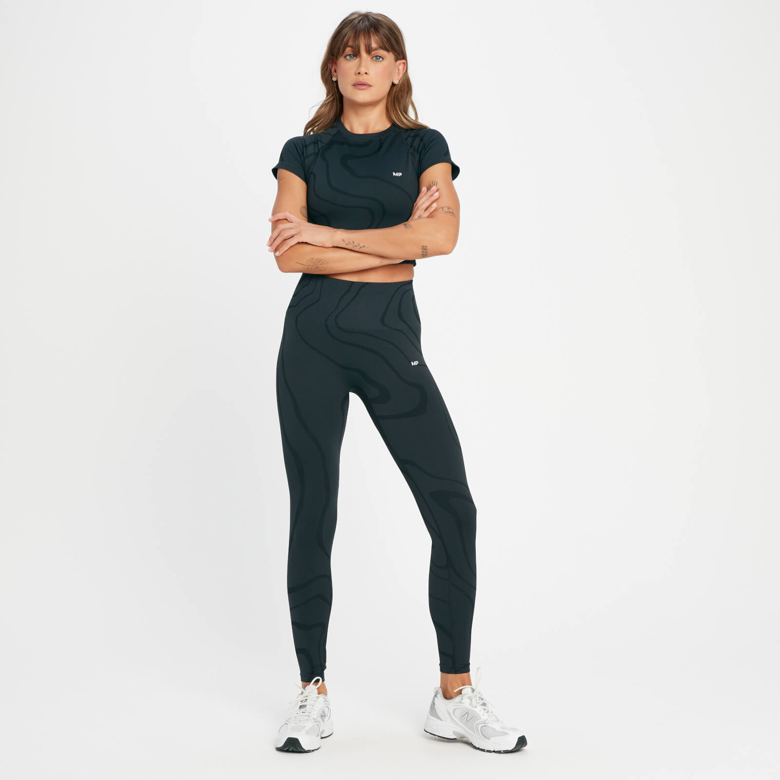 Crop top sans coutures MP Tempo Wave pour femmes – Noir