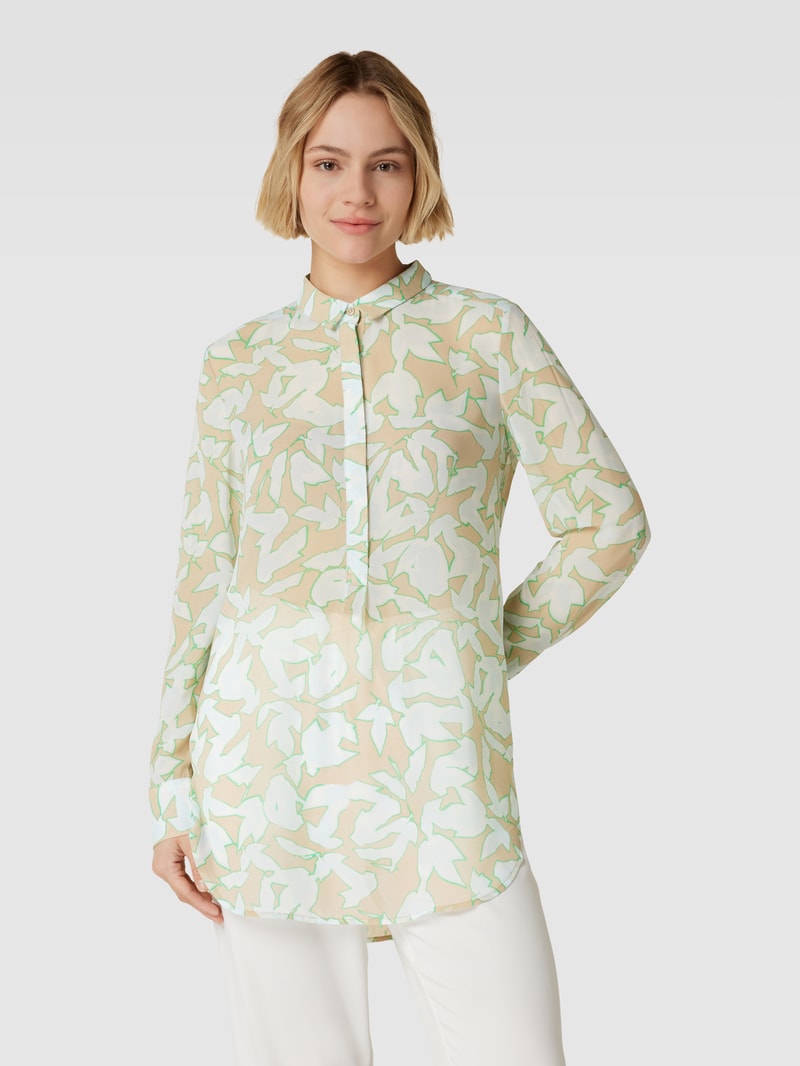 Longbluse mit Allover-Muster in sand