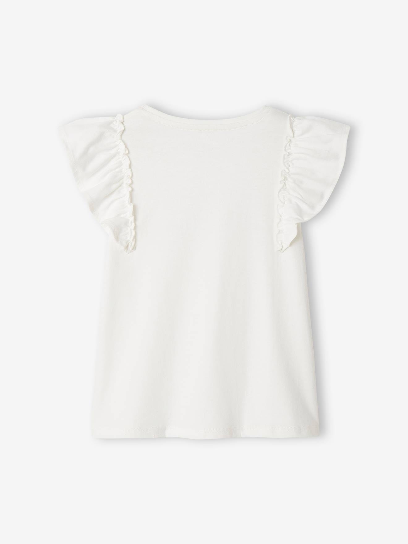 Vertbaudet Mädchen T-Shirt mit Volantärmeln - wollweiß