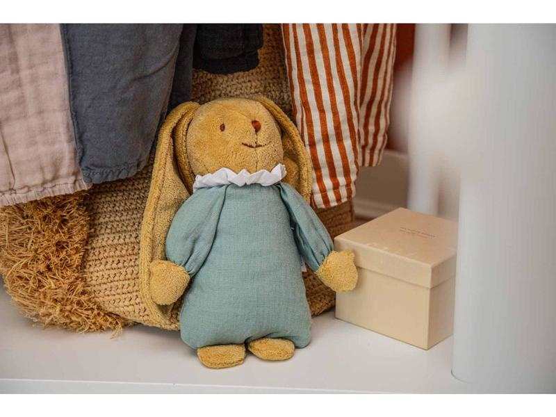 Lapin Doudou Musical - Coton Bio Celadon 25Cm