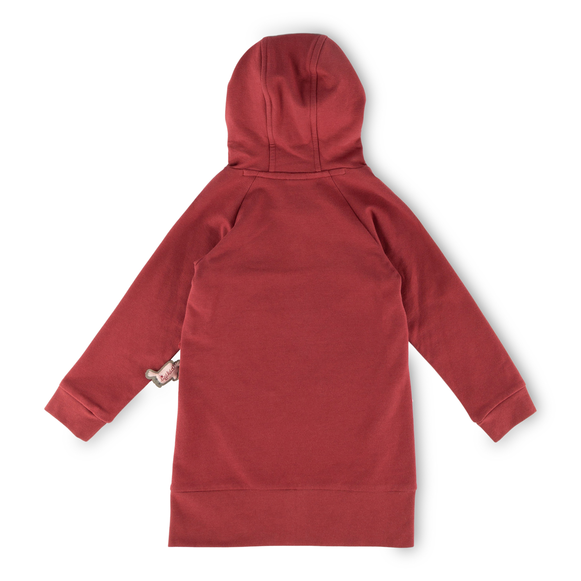 Kinder Sweatkleid mit Kapuze und Stickmotiv Blumen, dunk