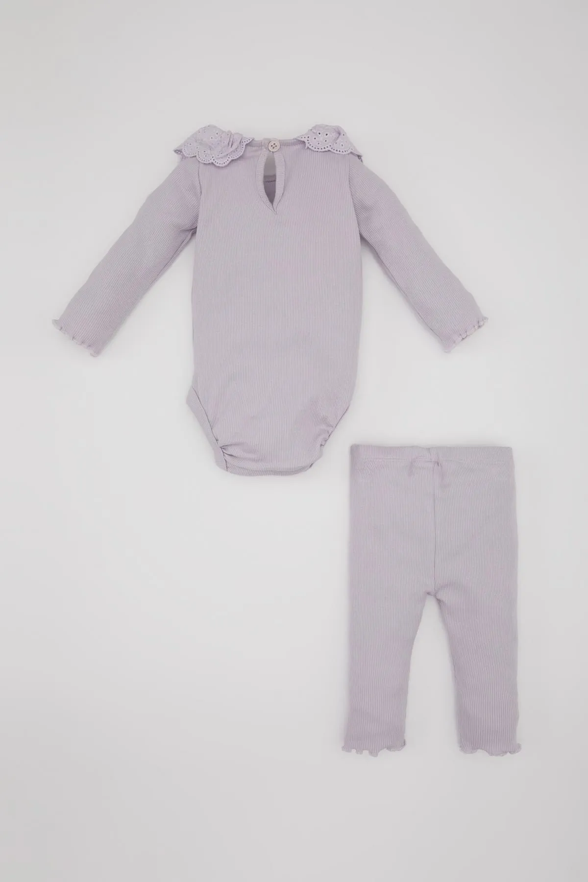 DeFacto  Baby Mädchen Geripptes Camisole Langarm Druckknopf Body Bottom 2-teiliges Set B7726a524sp