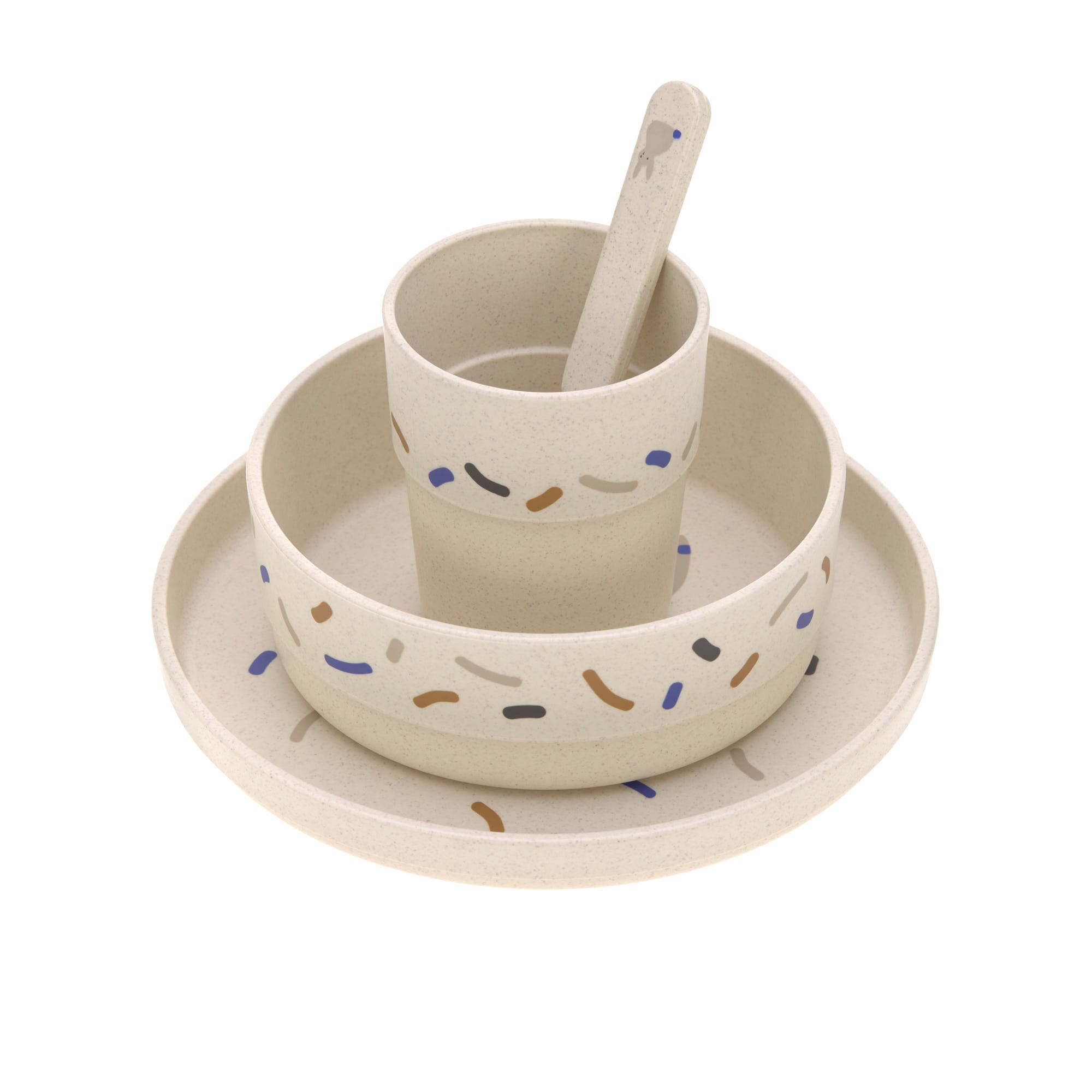 Kindergeschirr Set (Teller - Schüssel - Becher - Löffel), Little Mateys Royal Blau