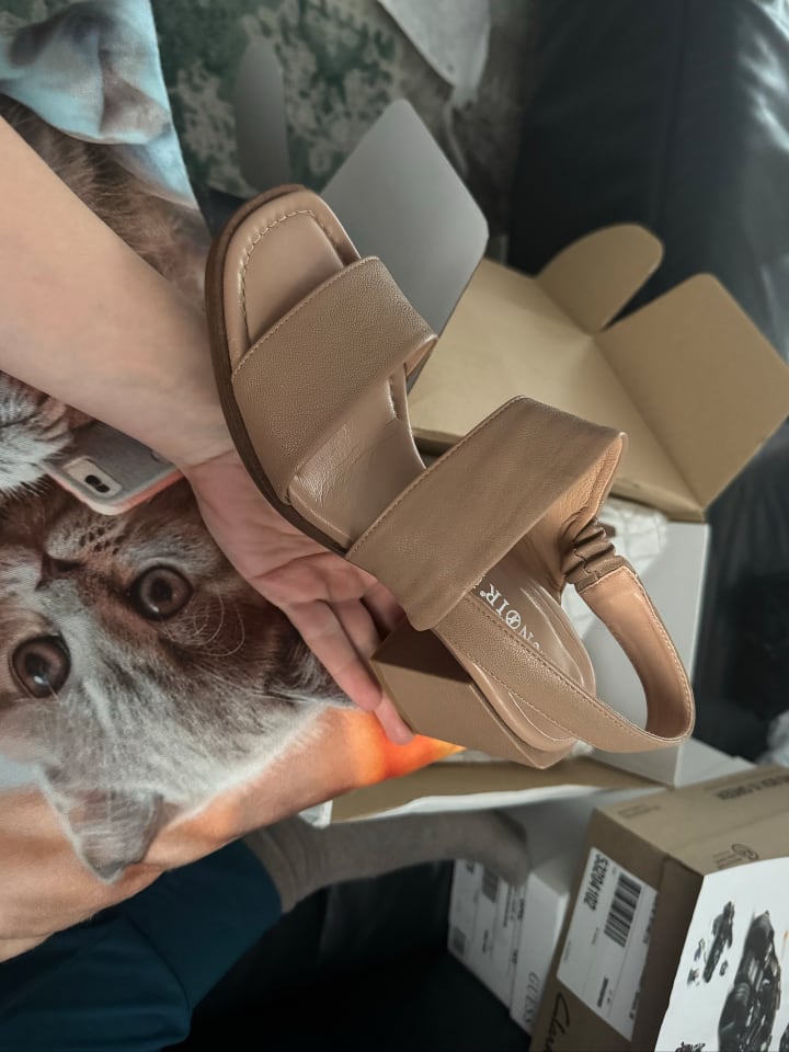Cafe Noir Leder-Sandaletten in Beige günstig kaufen 38