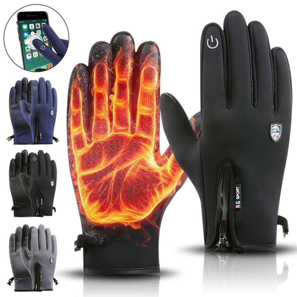 Sunicol Multisporthandschuhe Thermo Winterhandschuhe Touchscreen Fahrradhandschuhe Wasserdich Thermal Fleece, Winddicht Ski Sporthandschuhe für Damen Herren