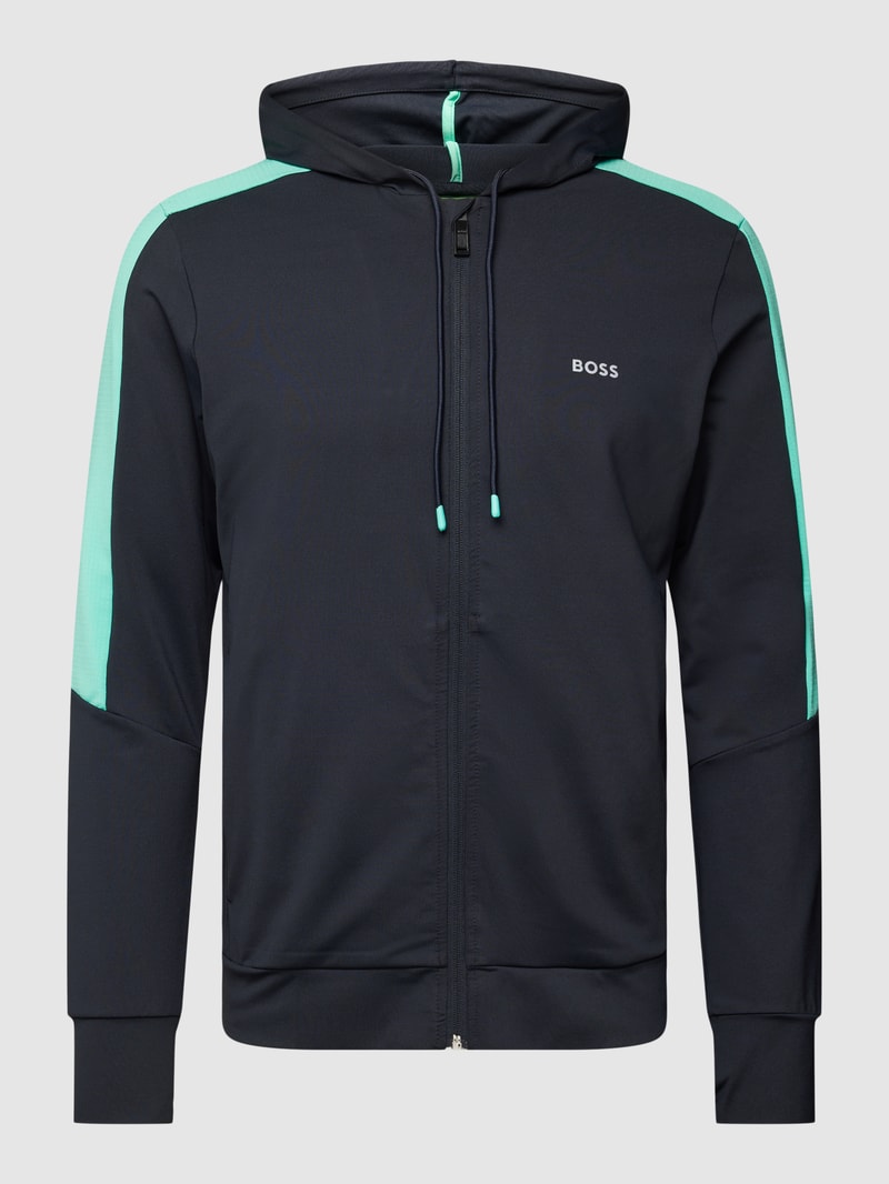 Sweatjacke mit Label-Print Modell 'Sicon' in marineblau