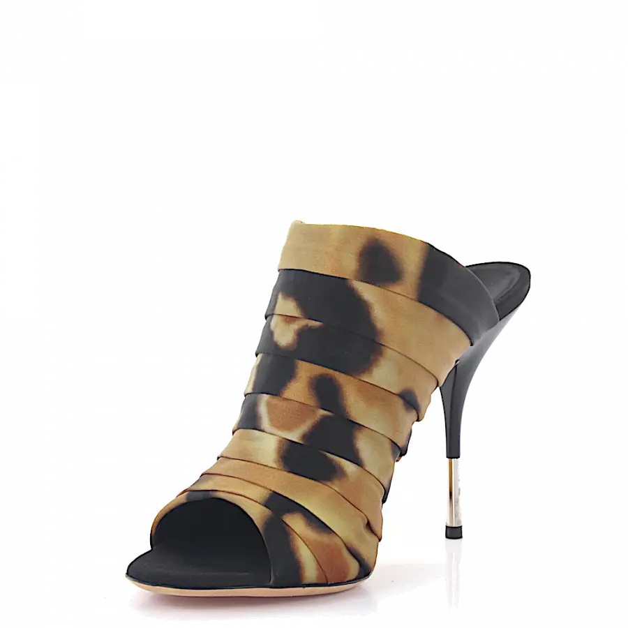 Giuseppe Zanotti - High Heels Satin Krempe Leo Print Raffung bunt leopard - bunt