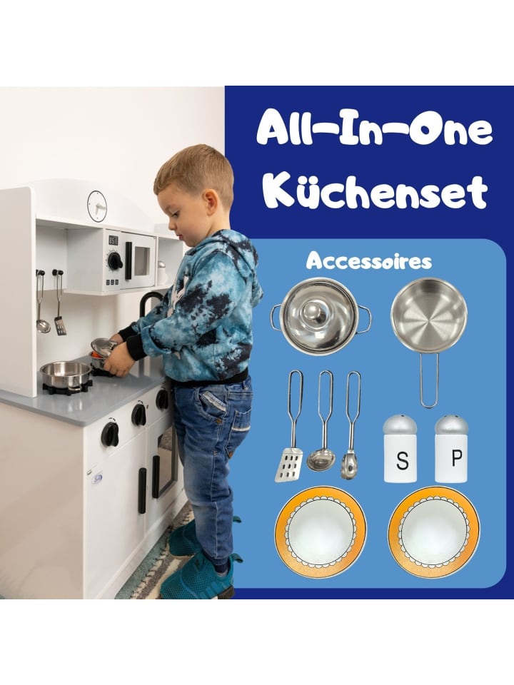 Coemo Spielküche Ella mit Aufsatz und Zubehör in Grau günstig kaufen onesize