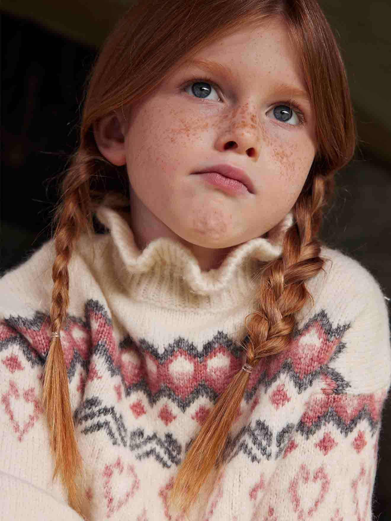 Vertbaudet Mädchen Jacquard-Pullover - beige meliert