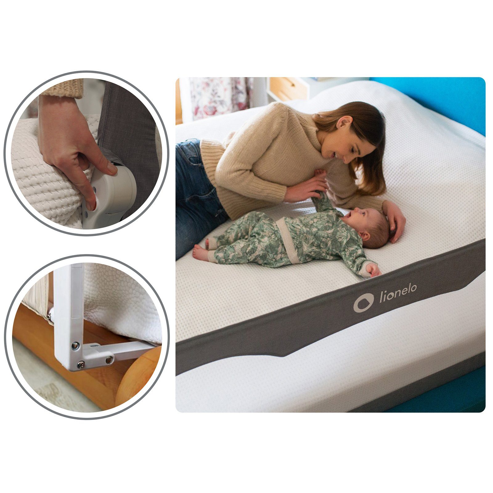 lionelo Bettschutzgitter Hanna, 180 Grad 66 cm hoch Standsafe SecureBelt