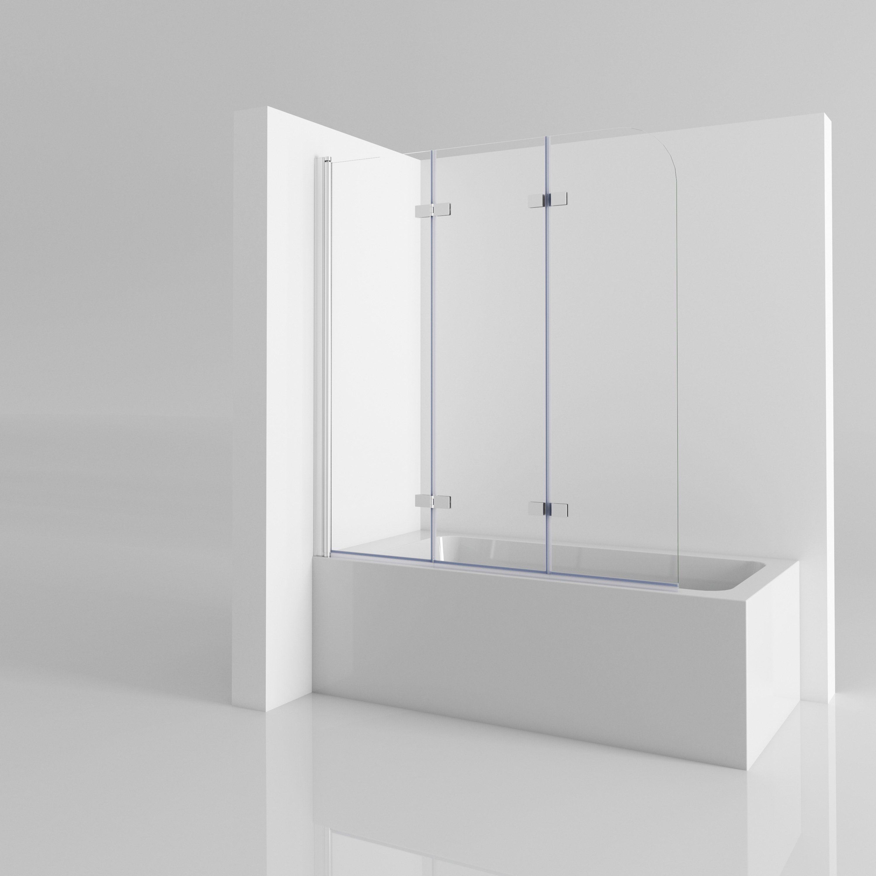 GOEZES Badewannenfaltwand 5mm Sicherheitsglas beideseitig Nano, Verstellber Aluprofile, (3 teilig faltbar 180° Faltwand, BxH:140x140, 130x140, 120x140cm), Rechts-und Links montierbar