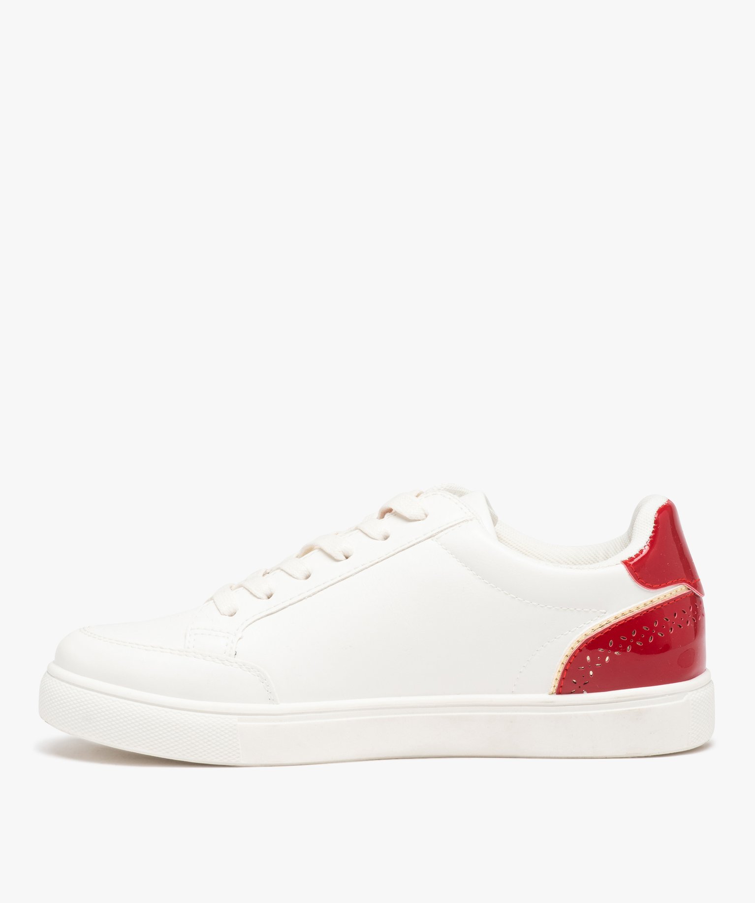 Baskets femme à zip fantaisie avec détails vernis contrast... blanc | GEMO
