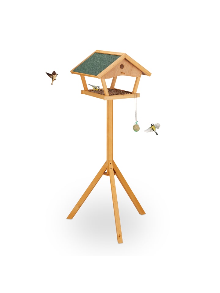 relaxdays Vogelfutterhaus in Natur/ Grün - (B)66 x (H)137 x (T)59 cm günstig kaufen onesize