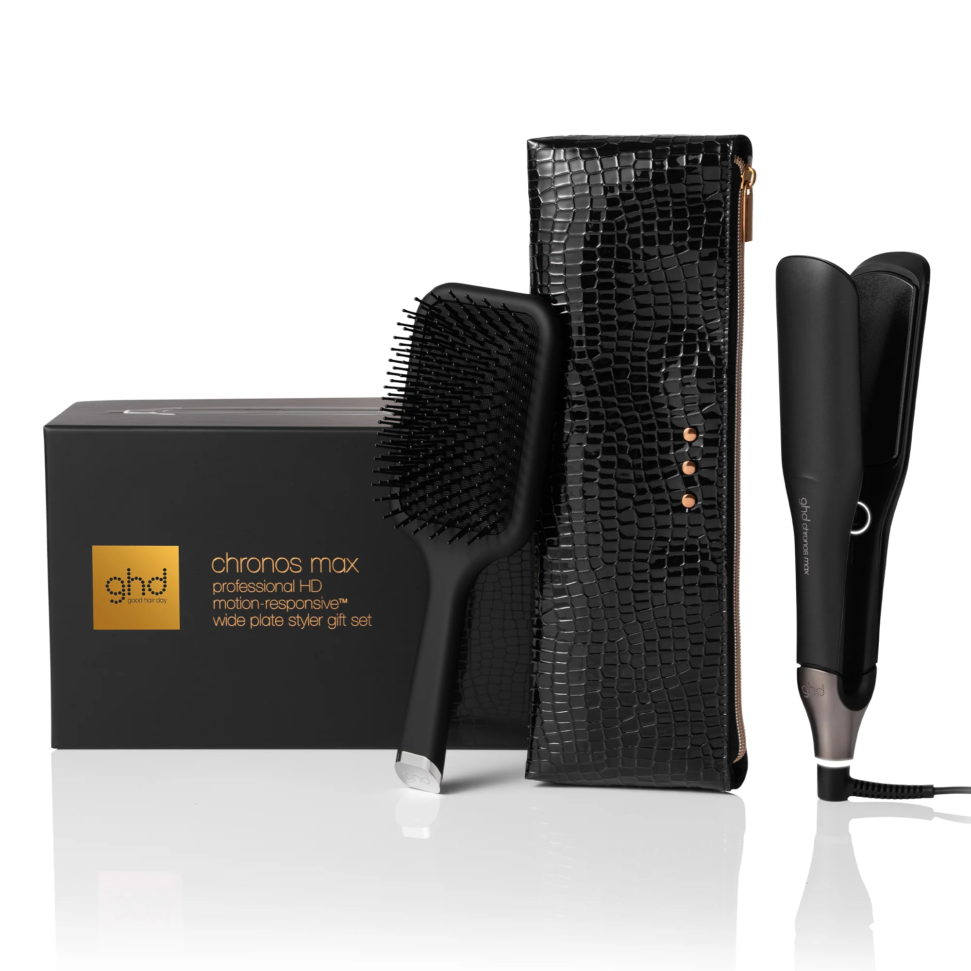 GHD Chronos Max Styler Geschenkset – Professioneller Haarglätter + Paddelbürste – Haarstyling-Geschenksets, Haarglätter, Bürsten