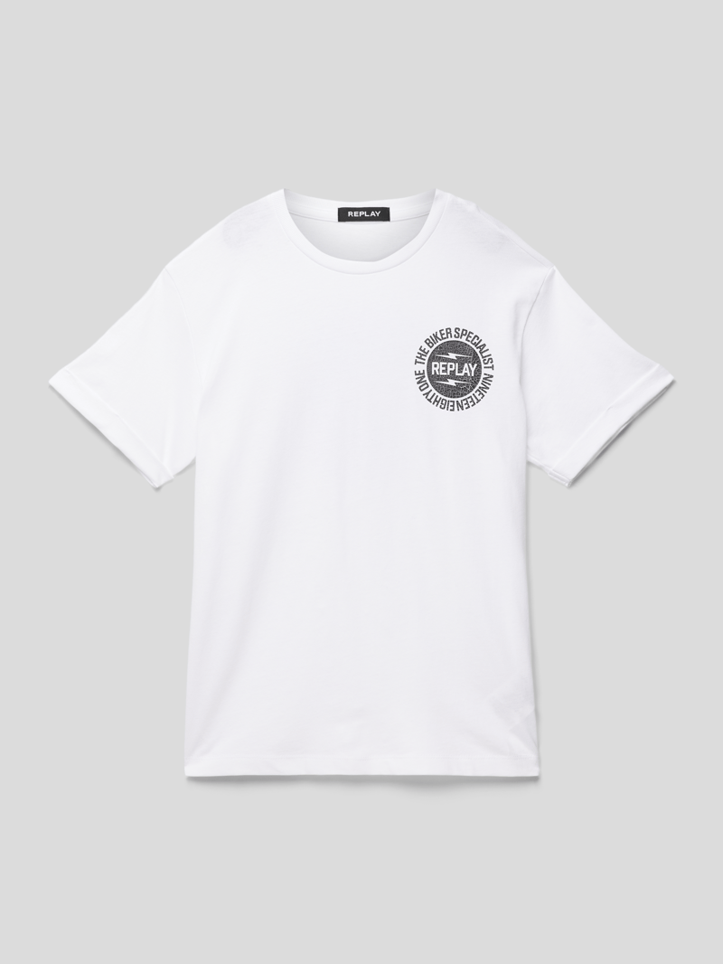 T-Shirt mit Label-Print in weiß