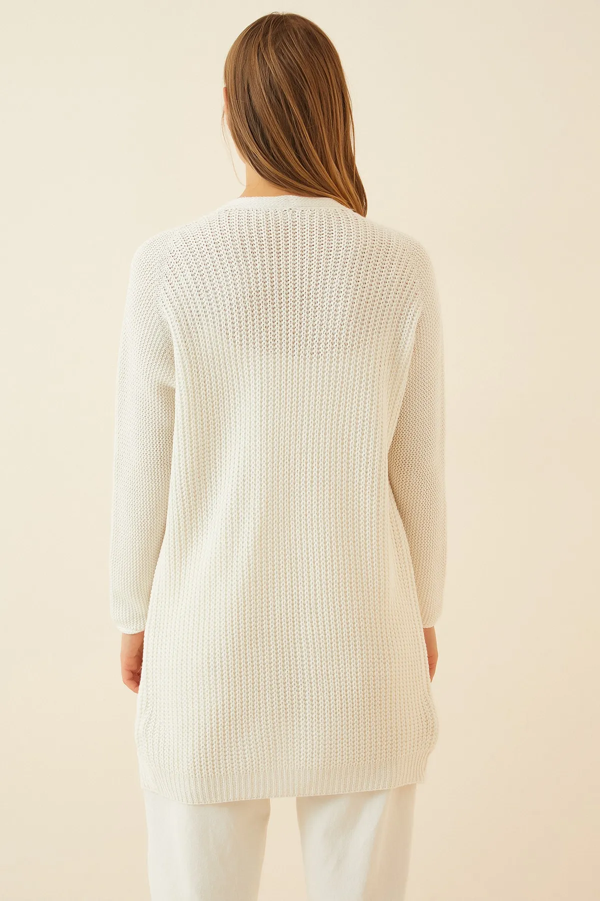 Happiness İstanbul  Strickjacke - Ecru - Regular Fit