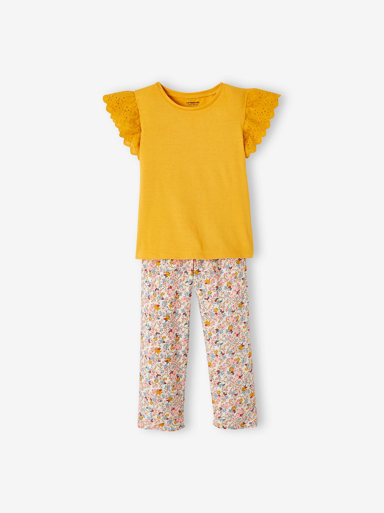 Vertbaudet Mädchen-Set: Hose & T-Shirt Oeko-Tex - gelb