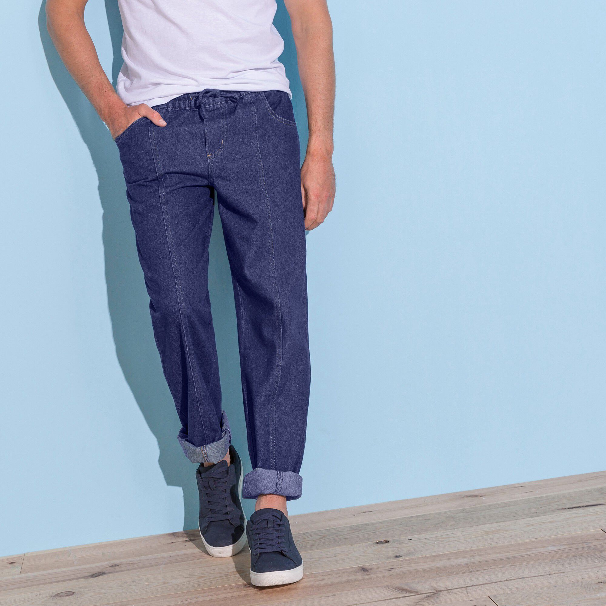 Jean denim léger taille élastiquée