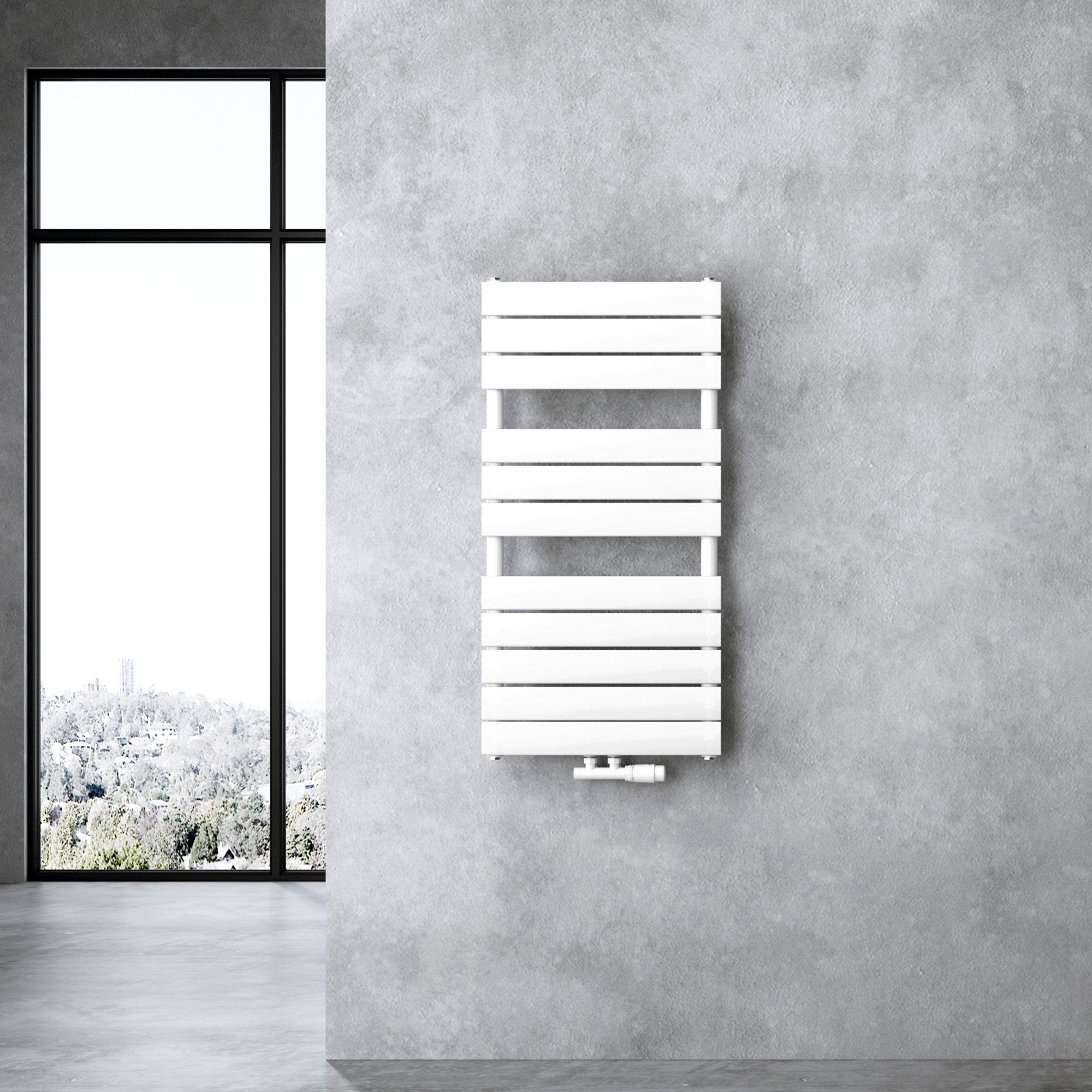 doporro Badheizkörper Design Badheizung Paneelheizkörper Einlagig Horizontal Mittelanschluss, sehr angenehme Strahlungswärme