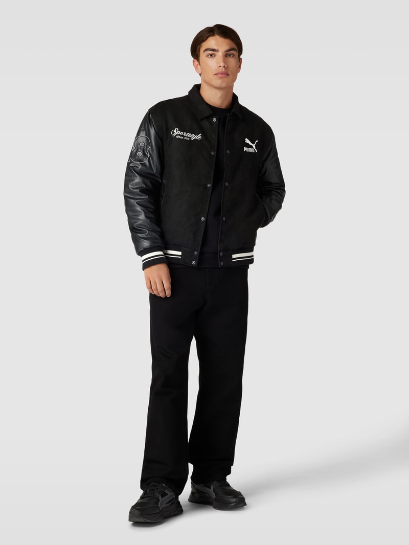 College-Jacke mit Label-Stitching in schwarz