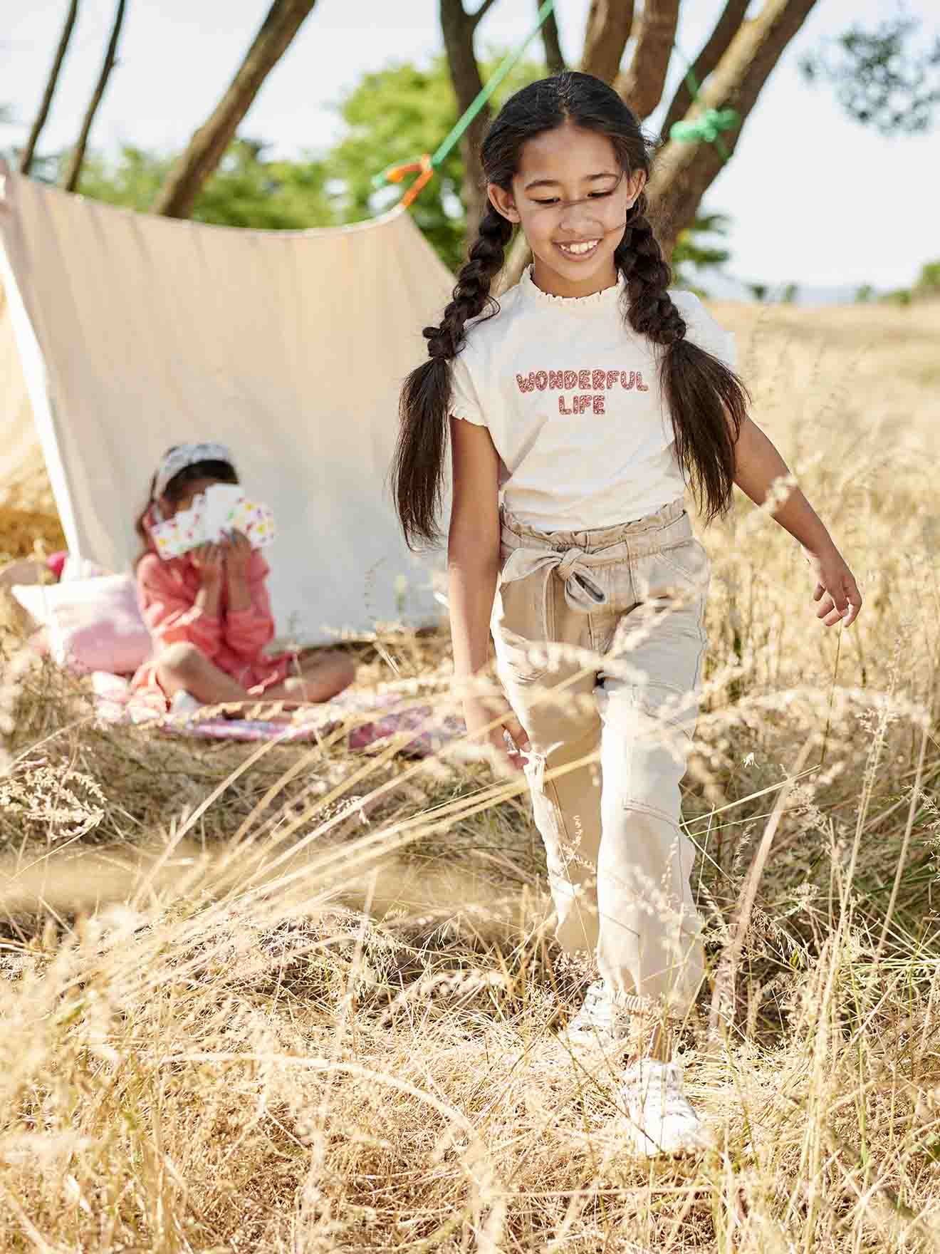 Vertbaudet Mädchen T-Shirt mit Leopardenmotiv Oeko-Tex - vanille