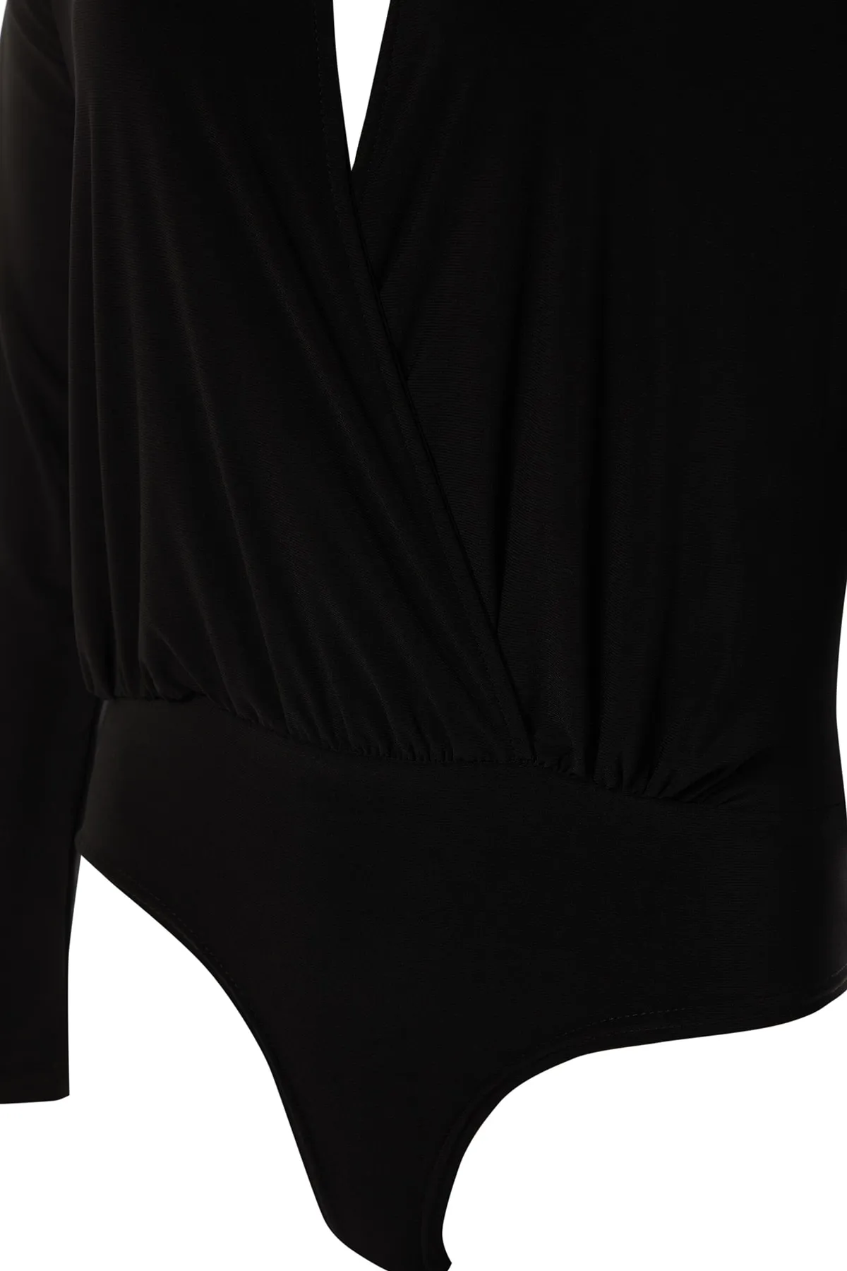 Trendyol Collection  Schwarzer, schmaler Stretch-Strickbody mit zweireihigem Kragen und Druckknopfverschluss TWOAW20BD0035