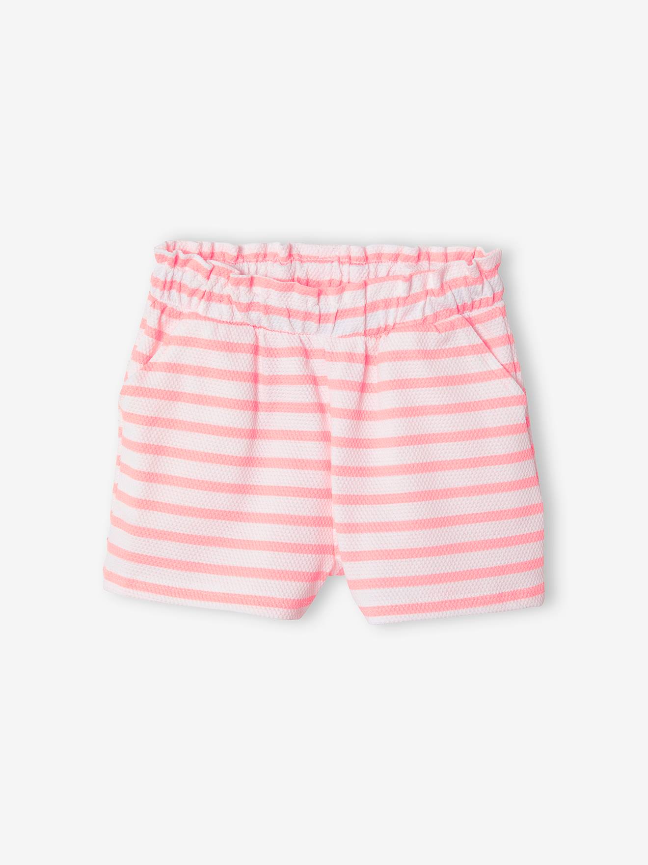 Vertbaudet Mädchen-Set: Cropped-Top & Shorts - weiß gestreift