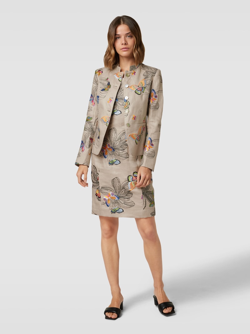 Blazer aus reinem Leinen mit Maokragen in sand