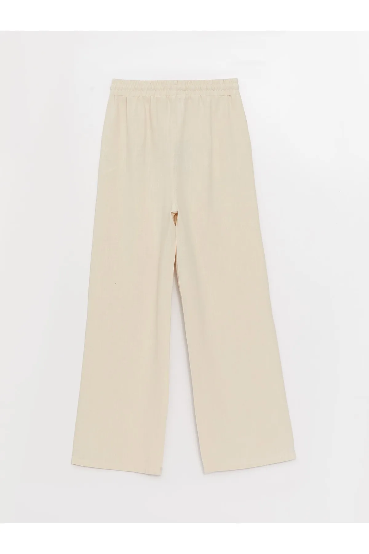 LC Waikiki  Einfarbige Damenhose aus Leinenmischung mit elastischem Bund