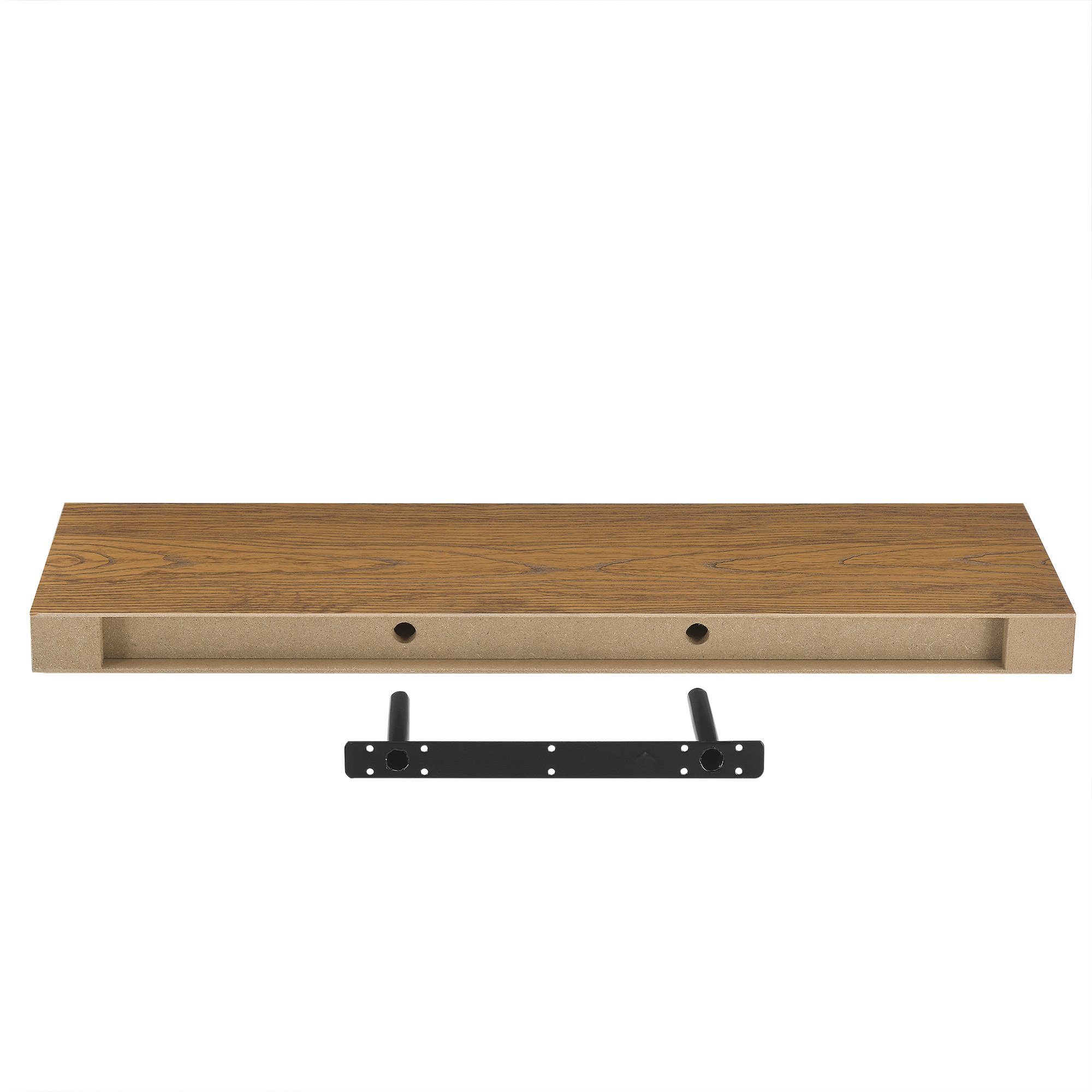 en.casa Wandboard, Wandregal Hängeregal Schlüsselboard 80 x 23,5 x 5 cm Walnuss-Imitat