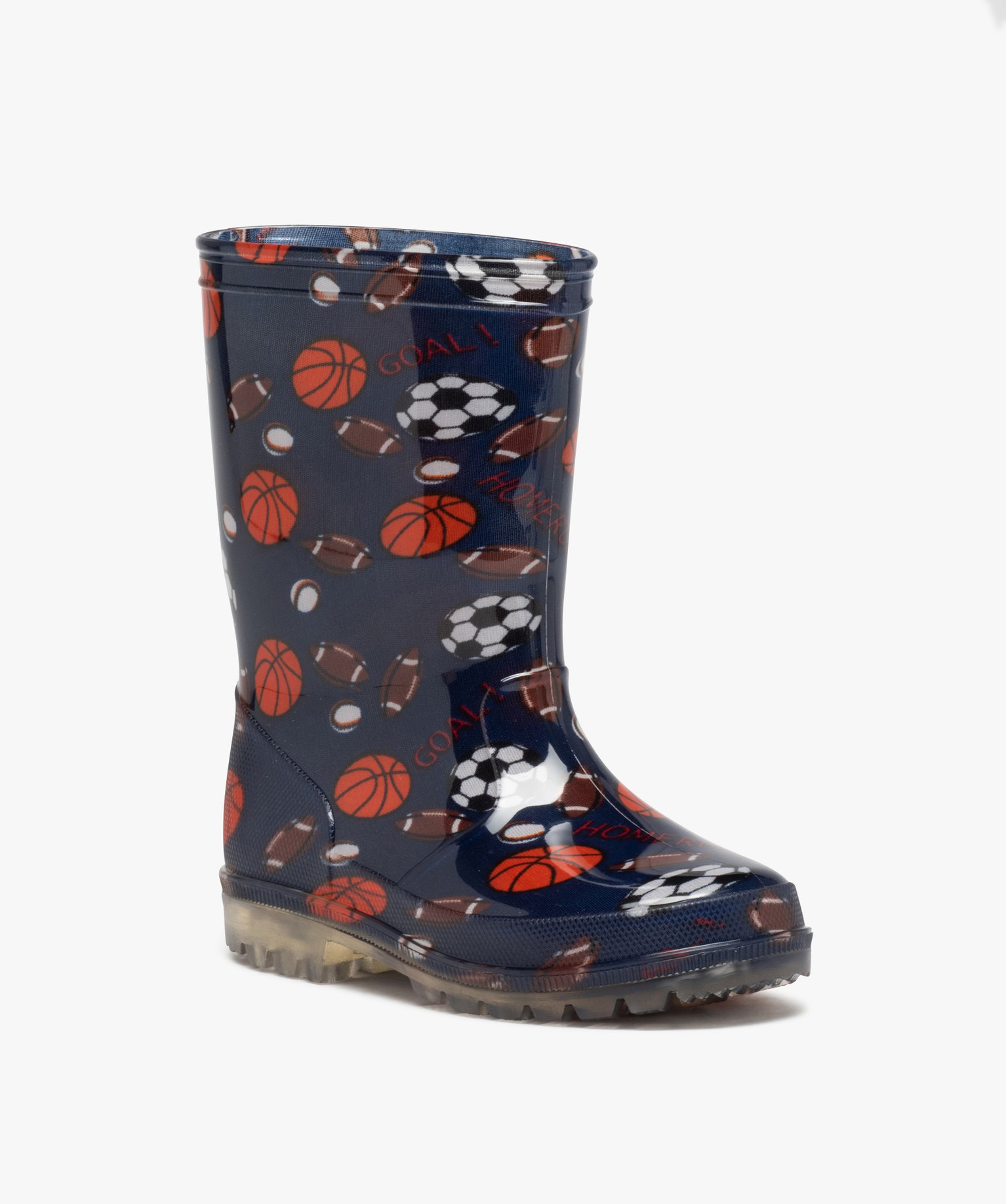 Bottes de pluie Garçon motifs sport à semelle crantée tra... bleu | GEMO